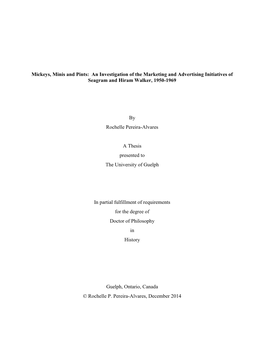 An Investigation of the Marketing and Advertising Initiatives of Seagram and Hiram Walker, 1950-1969