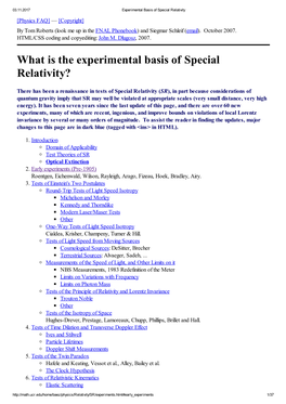 What Is the Experimental Basis of Special Relativity?