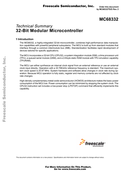 MC68332 32-Bit Modular Microcontroller