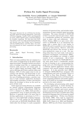 Python for Audio Signal Processing