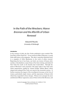 Maeve Brennan and the Afterlife of Urban Renewal