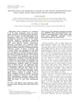 (Nrt2) Family Among Skeletonema Species (Bacillariophyceae)1