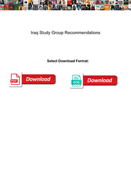 Iraq Study Group Recommendations