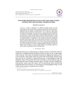 Nematode-Destroying Fungi: Infection Structures, Interaction Mechanisms and Biocontrol