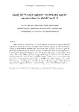 Design of FRC Tunnel Segments Considering the Ductility Requirements of the Model Code 2010