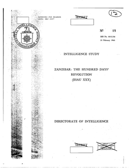 Intelligence Study Zanzibar: the Hundred Days