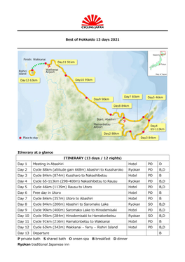 Best of Hokkaido 13 Days 2021 Itinerary at a Glance