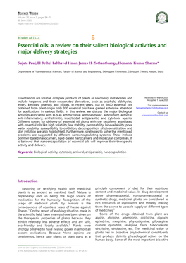 Essential Oils: a Review on Their Salient Biological Activities and Major Delivery Strategies