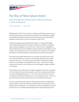 New Values Voters’ How 2012 Election Victories Chart a Values Landscape in 2013 and Beyond