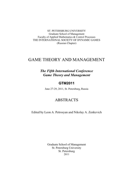 Game Theory and Management