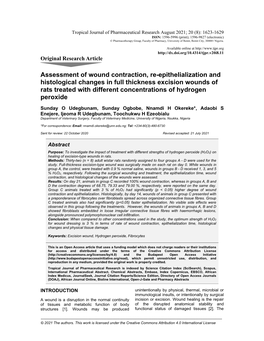 Assessment of Wound Contraction, Re-Epithelialization and Histological