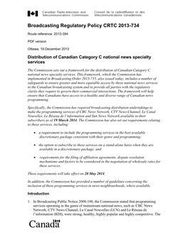 Broadcasting Regulatory Policy CRTC 2013-734