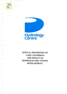 LAKB COLERIDGE: the IMPACT OF' IIYDROELECTRIC PO\Ryer DEVELOPMENT I