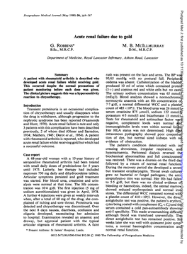 Acute Renal Failure Due to Gold G. ROBBINS* M