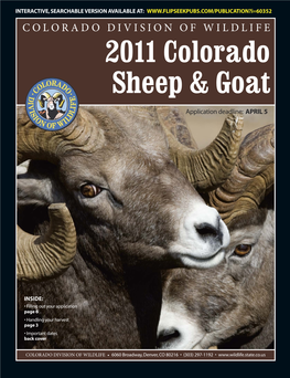 Colorado Division of Wildlife 2011 Sheep and Goat Brochure