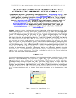 Multi-Disciplined Approach on the Upper Quinault River Geomorphic Study, 18 Km Reach Upstream of Lake Quinault
