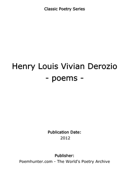 Henry Louis Vivian Derozio - Poems