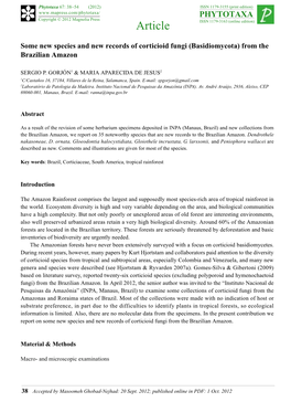 Some New Species and New Records of Corticioid Fungi (Basidiomycota) from the Brazilian Amazon