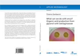 Organic Acid Production from Glycerol with Ustilaginaceae