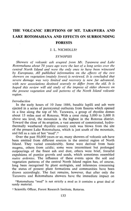 The Volcanic Eruptions of Mt. Tarawera and Lake Rotomahana and Effects on Surrounding Forests