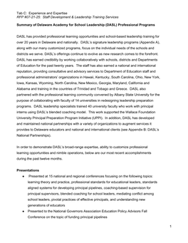 Tab C: Experience and Expertise RFP #07-21-25: Staff Development & Leadership Training Services