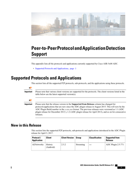 Peer-To-Peer Protocol and Application Detection Support