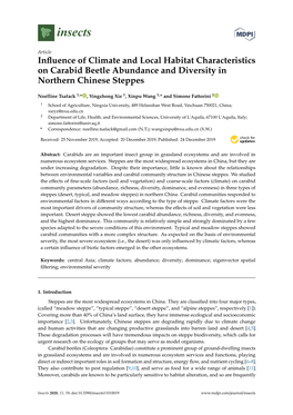 Influence of Climate and Local Habitat Characteristics on Carabid Beetle