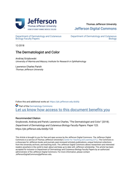 The Dermatologist and Color