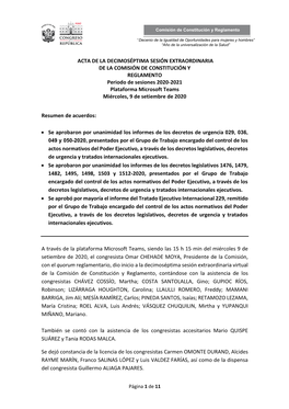 Acta De La Decimoséptima Sesión Extraordinaria De La