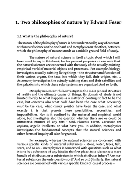 1. Two Philosophies of Nature by Edward Feser