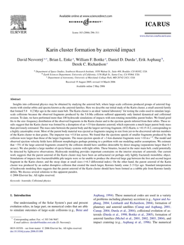 Karin Cluster Formation by Asteroid Impact