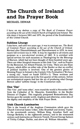 The Church of Ireland and Its Prayer Book MICHAEL DEWAR