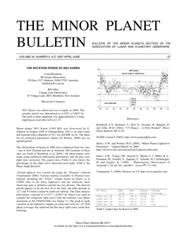 The Minor Planet Bulletin Published an Article on Analysis