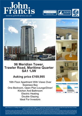 96 Meridian Tower, Trawler Road, Maritime Quarter SA1 1JW Asking Price £169,995