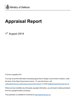 Ministry of Defence 1963-2014 Appraisal Report