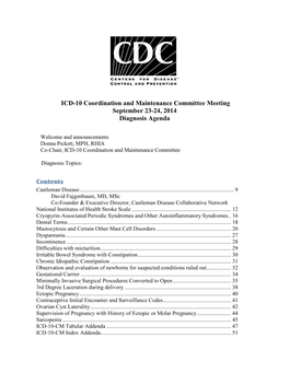 ICD-10 Coordination and Maintenance Committee Meeting September 23-24, 2014 Diagnosis Agenda
