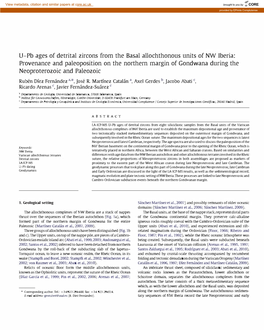 U-Pb Ages of Detrital Zircons from the Basal Allochthonous Units