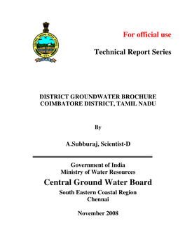 District Groundwater Brochure Coimbatore District, Tamil Nadu