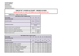 Circuit N° 1 Vivier Au Court - Vrigne Au Bois Horaire Applicable Du Lundi 01 Septembre 2014 Au Samedi 04 Juillet 2015