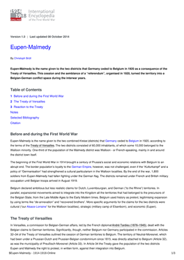 Eupen-Malmedy | International Encyclopedia of the First World War