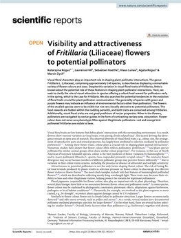 Visibility and Attractiveness of Fritillaria (Liliaceae) Flowers To