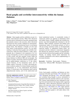 Basal Ganglia and Cerebellar Interconnectivity Within the Human Thalamus