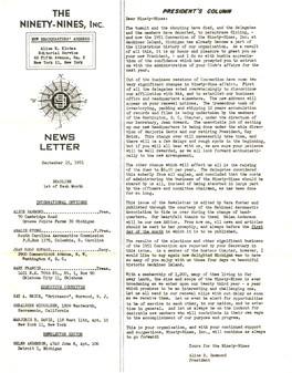 September 15, 1951 the Other Change Which Will Affect Us All Is the Raising of the Dues to $6.00 Per Year