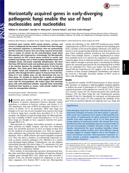 Horizontally Acquired Genes in Early-Diverging Pathogenic Fungi Enable the Use of Host Nucleosides and Nucleotides