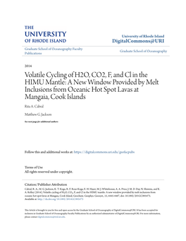 Volatile Cycling of H2O, CO2, F, and Cl in the HIMU Mantle: a New Window Provided by Melt Inclusions from Oceanic Hot Spot Lavas at Mangaia, Cook Islands Rita A