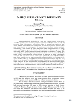 24 Jieqi Rural Climate Tourism in China