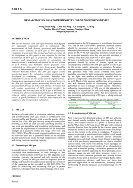 C I R E D Research of Sf6 Gas Comprehensively Online