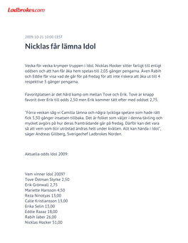 Nicklas Får Lämna Idol