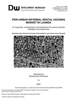 Peri-Urban Private Renting Housing Market in Luanda