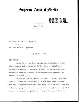 OSCAR RAY BOLIN, JR., Appellant, STATE of FLORIDA, Appellee